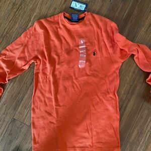 Ralph Lauren Orange Long-Sleeve Crewneck Shirt with Navy Pony